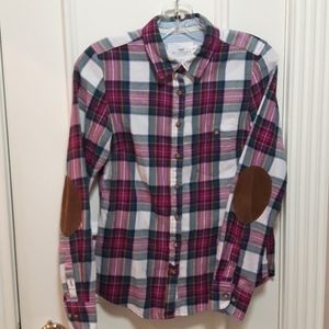 🛍 Plaid shirt w. corduroy elbow patches